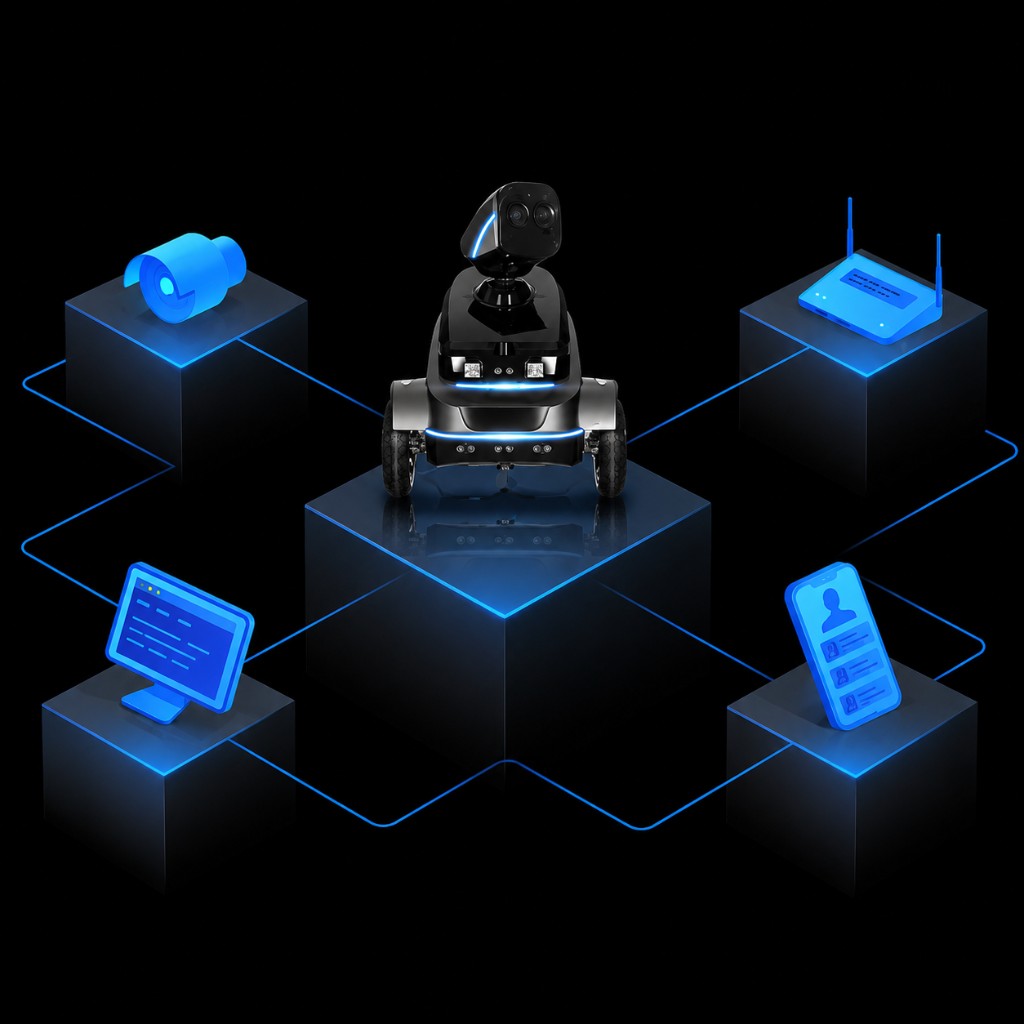 PadBot S2 conectado a controle remoto, câmeras, rede e integração com sistemas do edifício